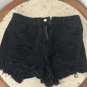 Women’s black denim shorts